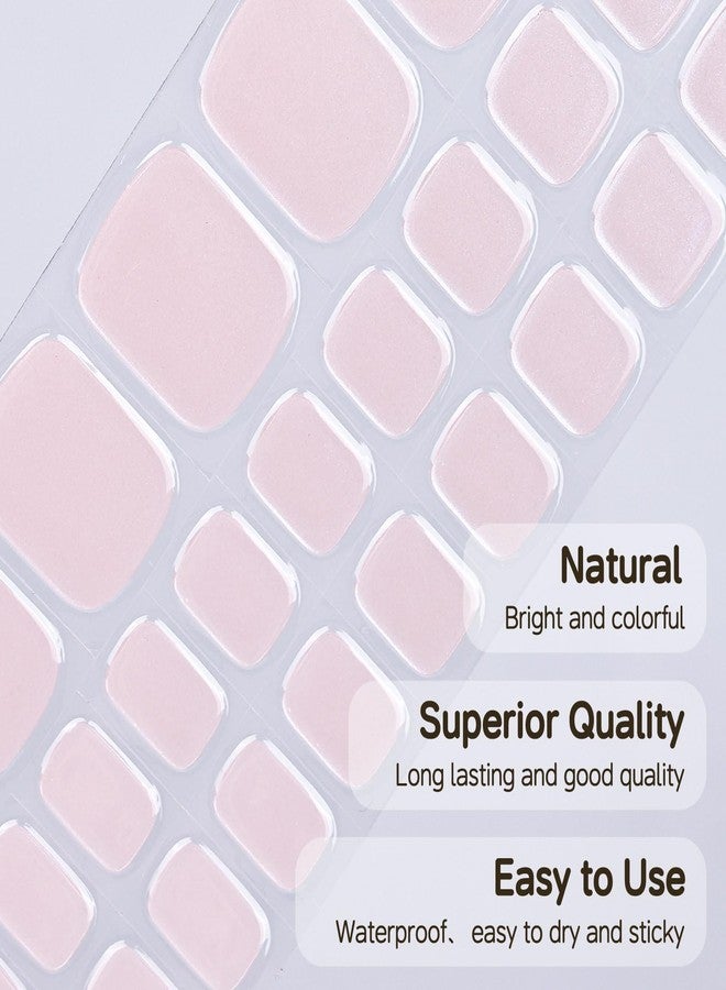 DUKASOU Semi Cured Gel Pedicure Strips, 32 Pieces Solid Color Gel Nail Stickers for Toes, Salon Quality UV Nails Stickers, Easy to Apply for Home Nails DIY Moonlight Powder - Image 3